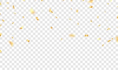 Arka plan parlak altın konfetilerle süslenmiş, kutlamalar için mükemmel. Güzel bir şenlik süsleme vektörü çizimi.