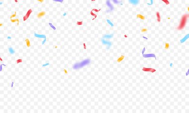 Dalgalı çizgileri olan renkli bir konfeti deseni var. Kutlamalar için mükemmel. Festivalsel dekorasyon vektör illüstrasyonu.