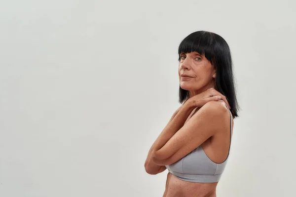 Love Your Body. Cropped Shot of Three Caucasian Mature Women in Underwear  Posing Half Naked in Studio Against Light Stock Photo - Image of bonding,  embrace: 212470746