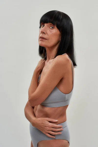 Love Your Body. Cropped Shot of Three Caucasian Mature Women in Underwear  Posing Half Naked in Studio Against Light Stock Photo - Image of bonding,  embrace: 212470746