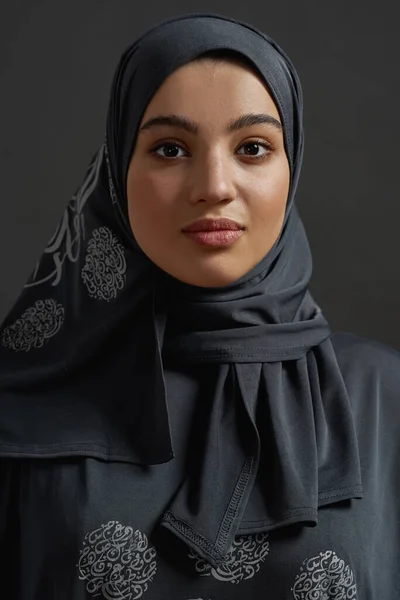 Portrait of young arab woman wearing traditional hijab