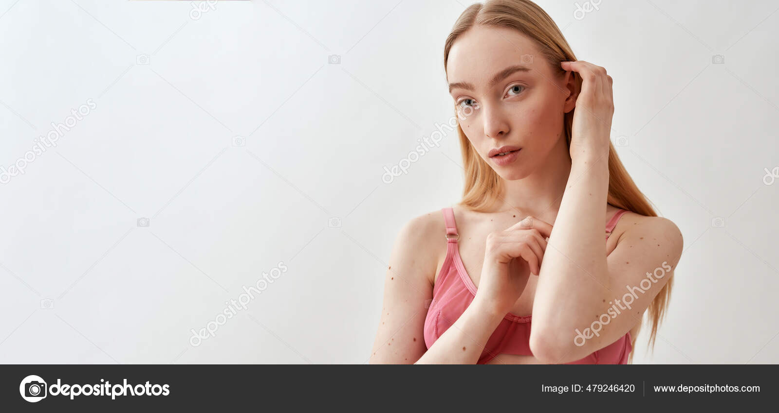 Cute Young Blonde Woman with Slim Body Wearing Pink Transparent Underwear  Looking at Camera while Posing with Arms Stock Photo - Image of people,  healthy: 220030262