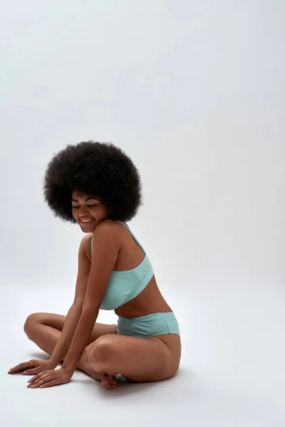 Young African American Girl in Blue Underwear Stock Photo - Image