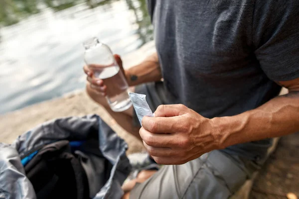 Close up view on pills for distilled water — Stock Photo, Image