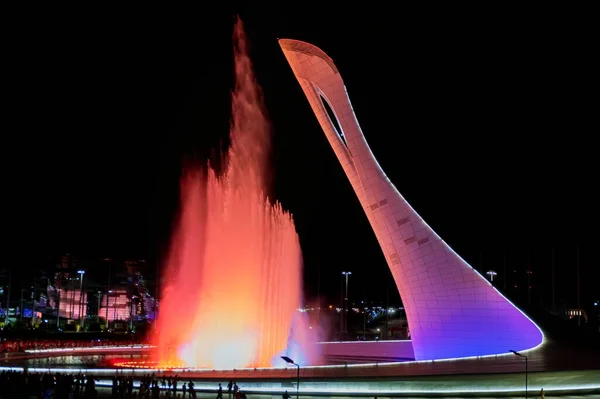 SOCHI, ADLER, RÚSSIA - CIRCA AUGUST, 2020: Singing Fountain at Sochi Olympic Park, Rússia — Fotografia de Stock