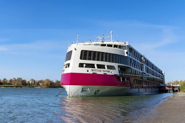 STAROCHERKASSKAYA, RUSSIA - CIRCA OCTOBER 2020: river motor ship Mustai Karim — Stock Photo, Image