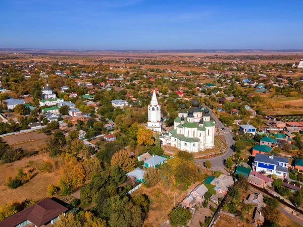 Widok centrum miasta Starocherkassk z drona Obrazek Stockowy