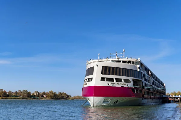 STAROCHERKASSKAYA, RUSSIA - CIRCA OCTOBER 2020: river motor ship Mustai Karim — Stock Photo, Image