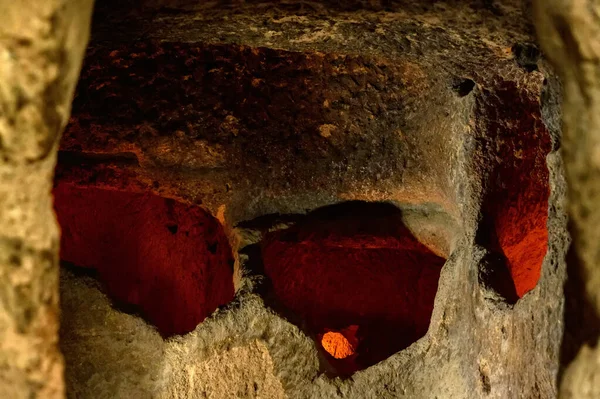 Главная туристическая достопримечательность Турции подземный город Каймакли — стоковое фото