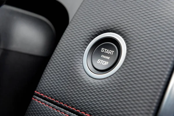 Engine start stop button in modern car close — Stock Photo, Image