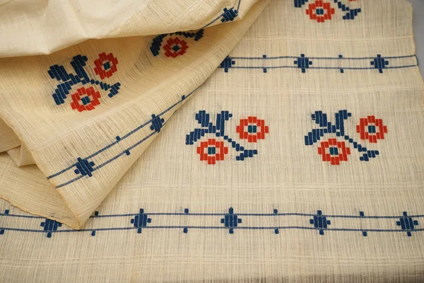 Romanian traditional blouse - textures and traditional motifs, vintage textures — Stock Photo, Image