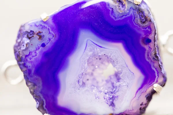 Agate- cantik, warna-warni irisan dan tekstur dengan perak — Stok Foto