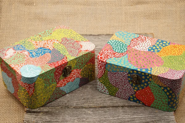 Painted, wooden small boxes for multiple purposes — Stock Photo, Image