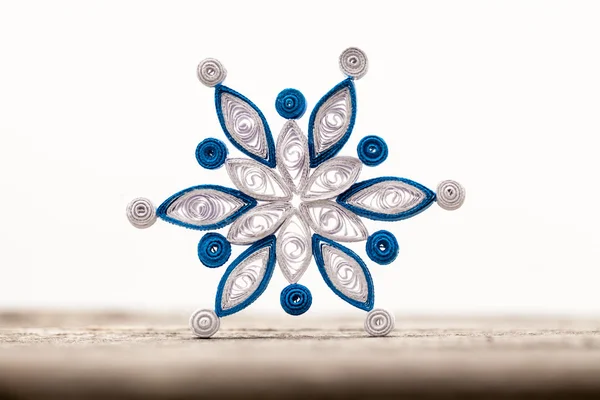 Paper snowflakes made with quilling technique - macro details — Stock Photo, Image