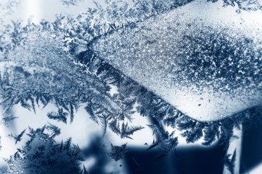 Buz çiçekleri camına - doku ve arka plan. Yüksek çözünürlük ve keskin, güzel ayrıntıları