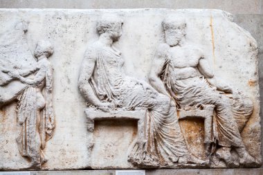 Londra, İngiltere, 30 Temmuz 2015: British Museum. Panteon Antik Yunan koleksiyonu