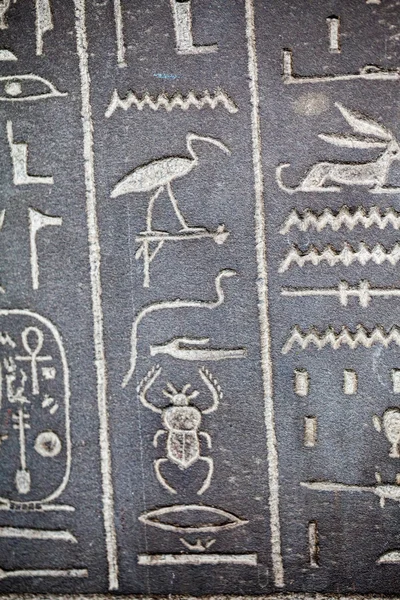 29. 07. 2015, LONDRES, ROYAUME-UNI, MUSÉE BRITANNIQUE Hiéroglyphes sur cercueils égyptiens — Photo