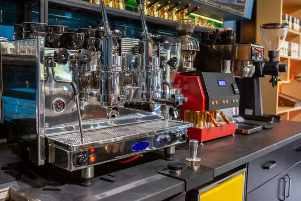 Espresso Coffee Espresso Machine Details Preparation — Stock Photo, Image