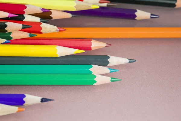 Group of sharp colored pencils with white background and reflexions — Stock Photo, Image