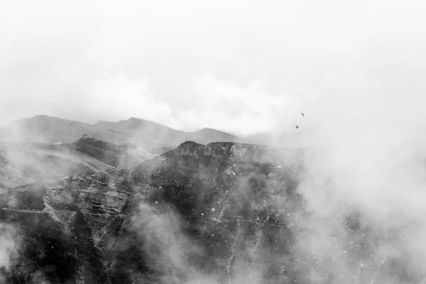 Landscape from Bucegi Mountains, part of Southern Carpathians in Romania in a very foggy day — Stock Photo, Image