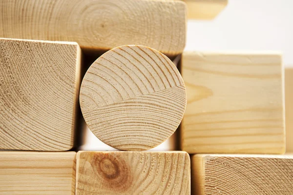 Wooden geometrical pieces - details and texture — Stock Photo, Image