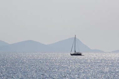 su, gemi ve mount athos arka plan - Ege Adaları, Yunanistan ile peyzaj