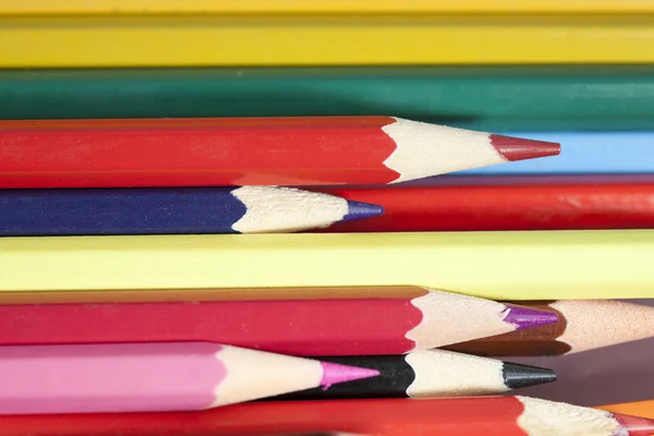 Group of sharp colored pencils with reflexions — Stock Photo, Image