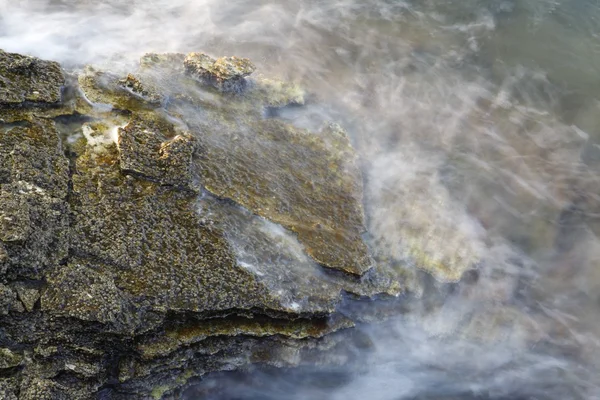 Aegean shore in Greece, Thassos island - waves and rocks - long exposure photography — Stock Photo, Image