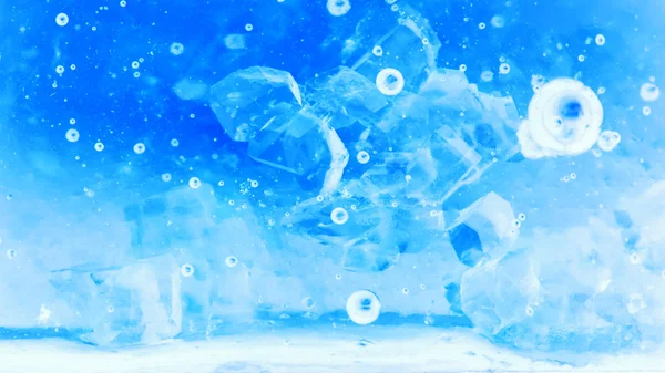 Abstract composition with sugar cubes in a jar with sweetness (inverted colors). It looks like water with bubbles and ice cubes — Stock Photo, Image