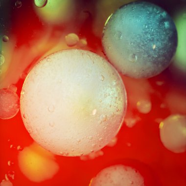 streszczenie, kolorowy kompozycja z oliwą, wodą i atrament