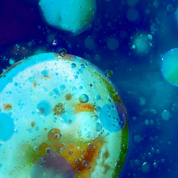 Composizione astratta e colorata con olio, acqua e inchiostro — Foto Stock