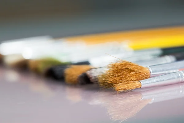 Set of different paintbrushes with white background — Stock Photo, Image