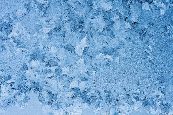 Flores de hielo sobre vidrio - textura y fondo —  Fotos de Stock