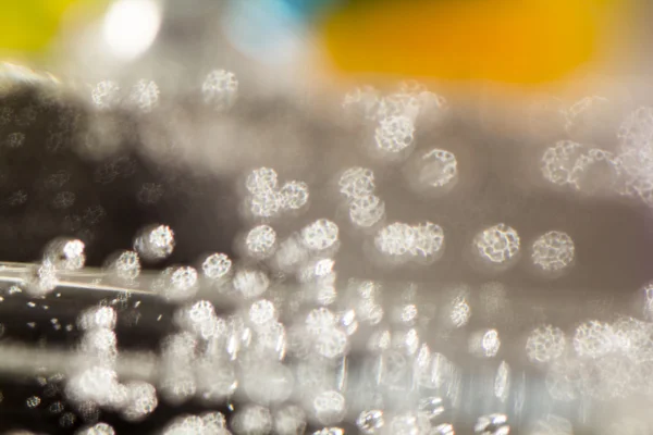 Abstract composition with underwater tubes with colorful jelly balls inside and bubbles — Stock Photo, Image