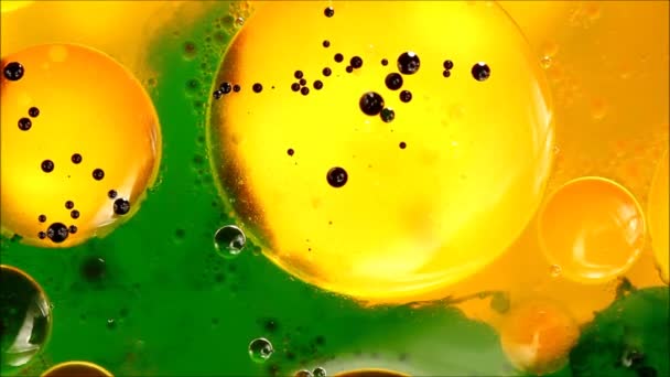 기름, 물 및 아름 다운 초록 혼합 잉크 — 비디오