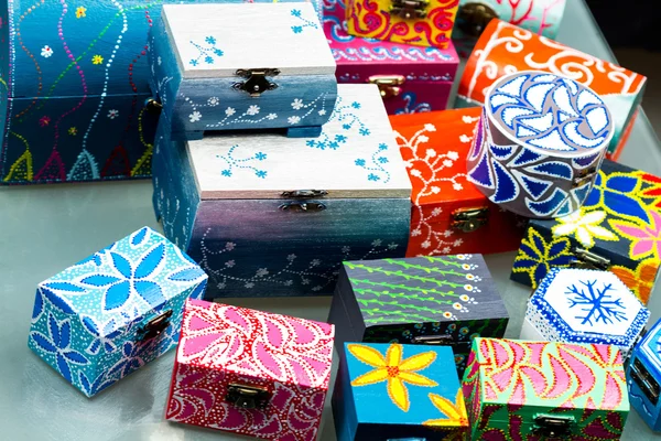 Painted, wooden small boxes for multiple purposes — Stock Photo, Image