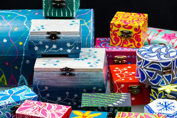 Painted, wooden small boxes for multiple purposes