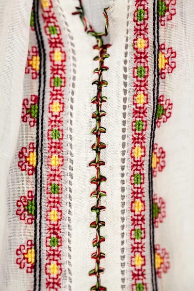 Rumuński Tradycyjny Bluzka Tekstury Tradycyjne Motywy Vintage Tekstur — Zdjęcie stockowe