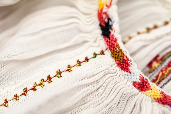 Romanian traditional blouse - textures and traditional motifs — Stock Photo, Image