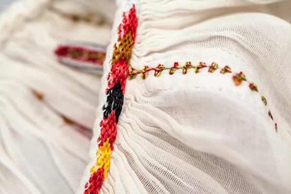 Romanian traditional blouse - textures and traditional motifs — Stock Photo, Image
