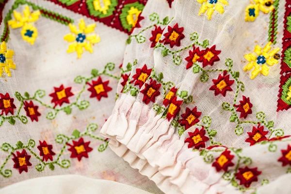 罗马尼亚传统的衬衫 纹理和传统图案 复古纹理 — 图库照片