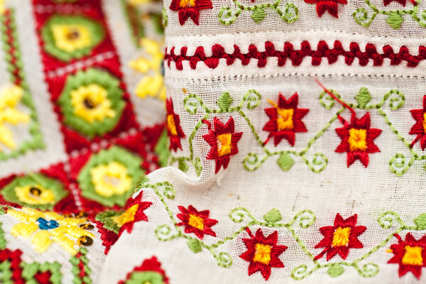 Romanian traditional blouse - textures and traditional motifs, vintage textures