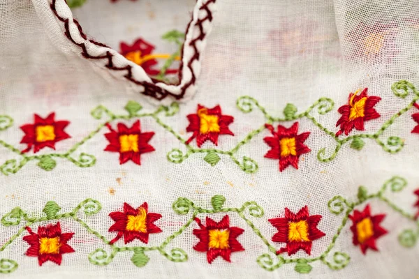 Romanian traditional blouse - textures and traditional motifs, vintage — Stock Photo, Image