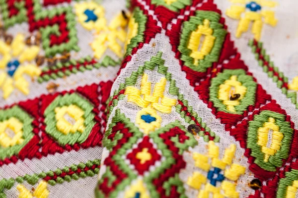 Roemeense Traditionele Blouse Texturen Traditionele Motieven Vintage Texturen — Stockfoto