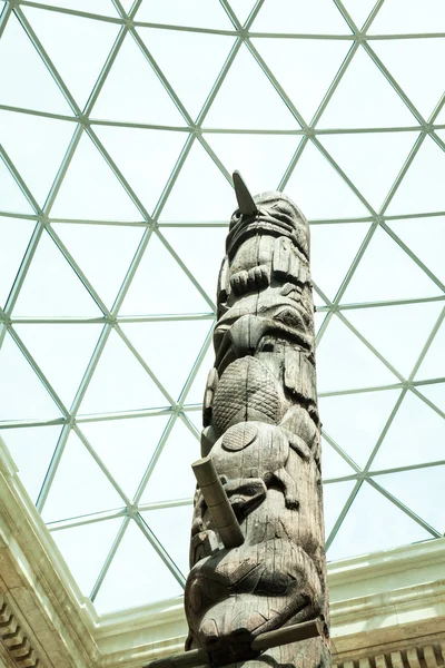29. 07. 2015, LONDON, UK, BRITISH MUSEUM - Totem poles from British Columbia, Canada, at about year 1870