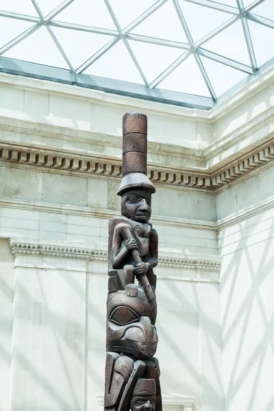 29. 07. 2015, LONDON, UK, BRITISH MUSEUM - Totem poles from British Columbia, Canada, at about year 1870