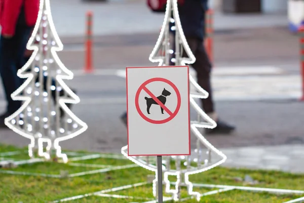 Signo de prohibición. Perros ambulantes está prohibido. —  Fotos de Stock