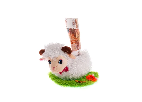 Schafe ein Spielzeug Spardose — Stockfoto
