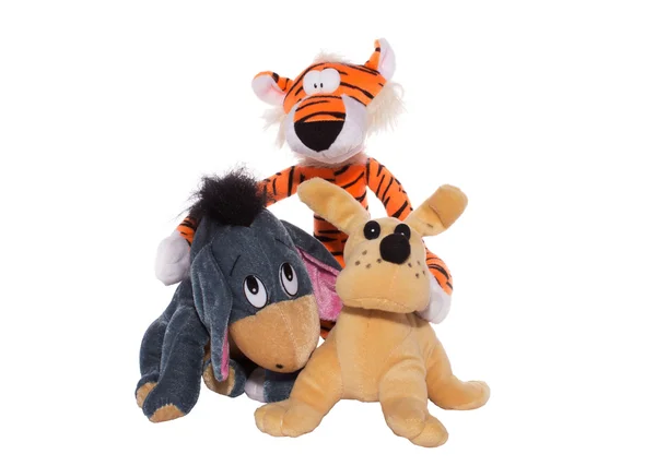 Grup yumuşak oyuncaklar, kaplan, köpek, eşek