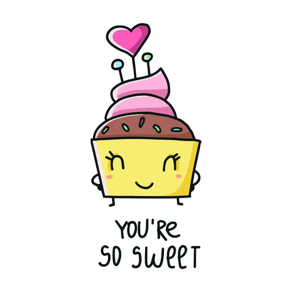 Tu es adorable. Illustration vectorielle d'un cupcake. — Image vectorielle